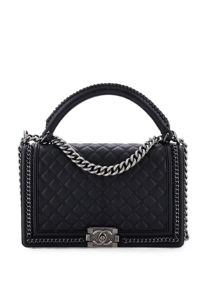 CHANEL Pre-Owned Chain Handle Boy Flap Bag Quilted Calfskin New Medium shoulder bag - Black