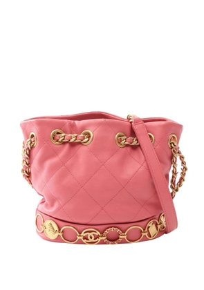 CHANEL Pre-Owned 2021-2026 CC Quilted Lambskin Drawstring bucket bag - Pink