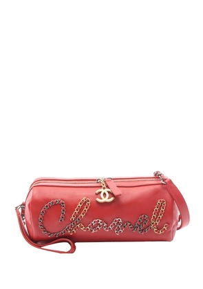 CHANEL Pre-Owned 2019 Calfskin Signature Chain Signe Bowling Bag crossbody bag - Red