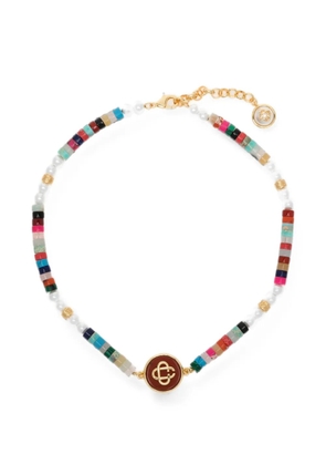 Casablanca logo-pendant beaded necklace - Gold