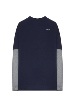 Miu Miu layered striped-sleeve sweater - Blue