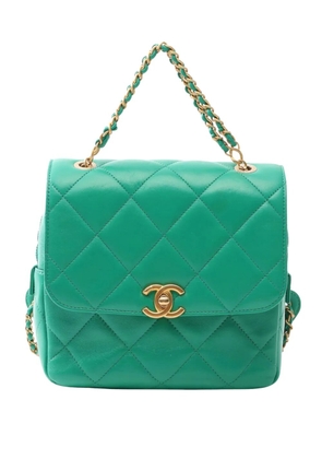 CHANEL Pre-Owned 2021-2026 Quilted Lambskin Chain Melody backpack - Green