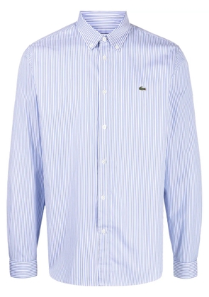 Lacoste logo-patch striped cotton shirt - Blue