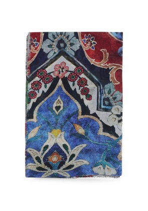 Faliero Sarti floral-print fringed scarf - Blue