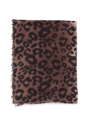 Faliero Sarti leopard-print fringed scarf - Brown