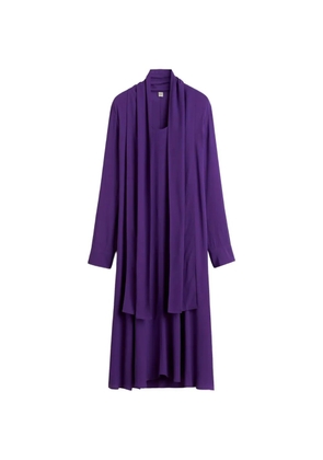 TOTEME scarf-detail long-sleeve midi dress - Purple