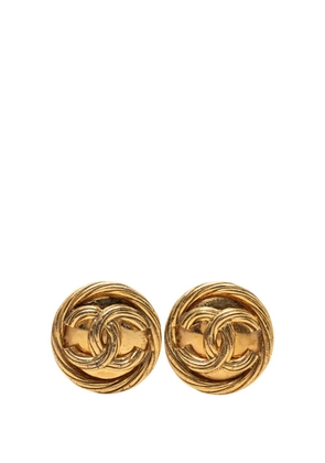 CHANEL Pre-Owned 1993 CC Gold Plated Round Clip On Earrings costume earrings
