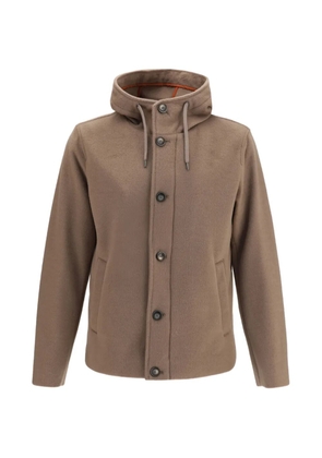 Herno hooded button-up jacket - Brown