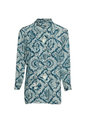 Gucci Pre-Owned Kaleidoscope-print neck-tie blouse - Blue