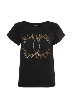 CHANEL Pre-Owned CC logo-print jersey T-shirt - Black