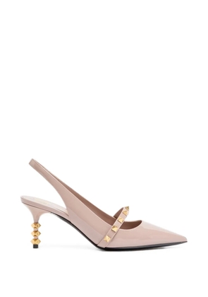 Valentino Garavani Rockstud slingback pumps with patent leather sculptural heel - Pink