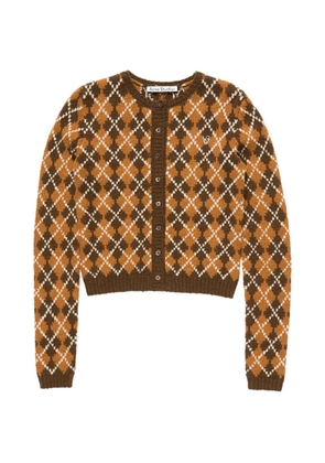 Acne Studios argyle-knit button-up cardigan - Brown