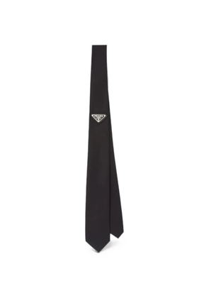 Prada Re-Nylon logo-plaque tie - Black