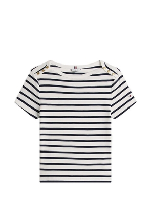 Tommy Hilfiger striped button-detail T-shirt - White