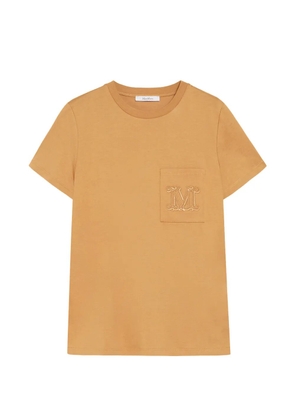 Max Mara monogram-embroidered chest-pocket T-shirt - Orange