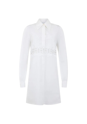Alberta Ferretti lace-panel pintuck-detail mini dress - White
