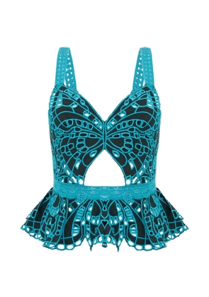 Alberta Ferretti butterfly-pattern peplum blouse - Black
