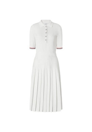 Thom Browne rib-stitch midi polo dress - White