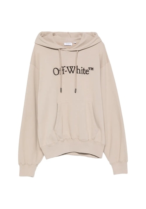 Off-White logo-print drawstring hoodie - Neutrals