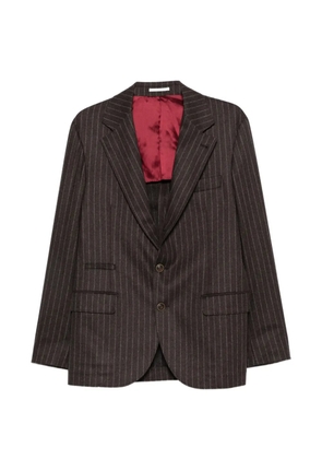 Brunello Cucinelli pinstripe peak-lapel blazer - Brown