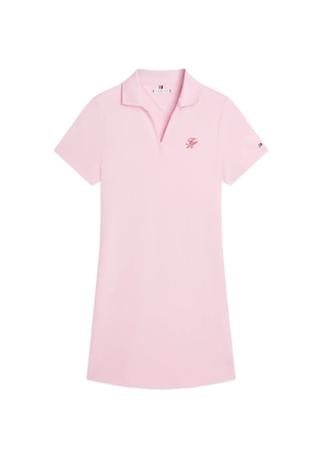 Tommy Hilfiger TH Script open-neck polo mini dress - Pink