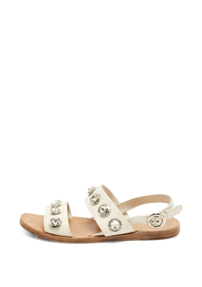 Prada Pre-Owned crystal-embellished slingback flat sandals - White