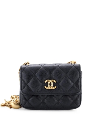 CHANEL Pre-Owned Sweet Heart Card Holder with Chain Quilted Caviar clutch bag - Black