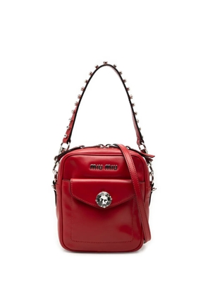 Miu Miu Pre-Owned 2010-2026 Vitello Soft Crystal Embellished Solitaire Camera Bag satchel - Red