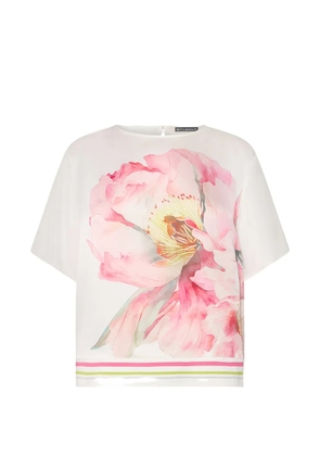 Betty Barclay floral-print striped-hem T-shirt - White