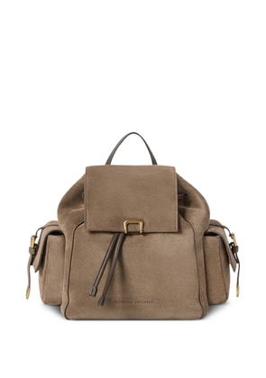 Brunello Cucinelli suede sartorial backpack - Neutrals