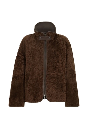 Brunello Cucinelli fuzzy-shearling reversible outerwear jacket with Monili - Brown
