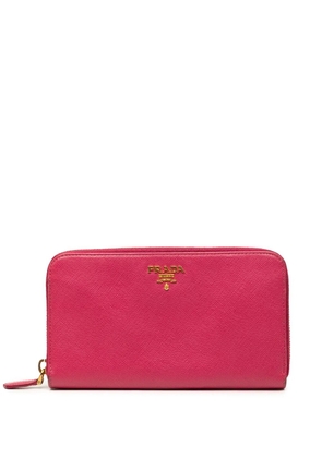 Prada Pre-Owned 2015-2026 Saffiano Zip Around Wallet long wallets - Pink