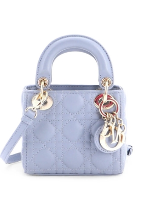 Christian Dior Pre-Owned Lady Dior Bag Cannage Quilt Lambskin Micro shoulder bag - Blue