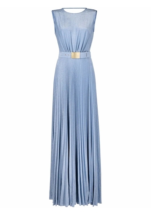 Elisabetta Franchi pleated cowl-back gown - Blue
