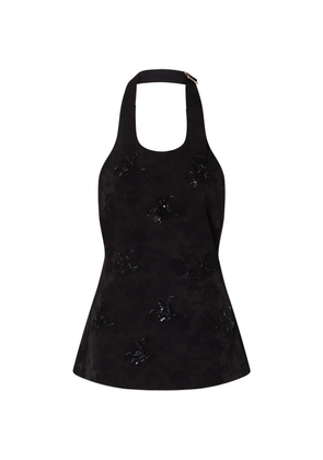LIU JO jacquard top with jewel embroidery - Black