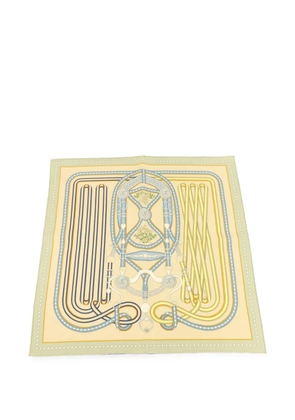 Hermès Pre-Owned equestrian-print silk scarf - Green