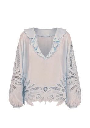 Ulla Johnson Adonis silk appliqué blouse - Blue