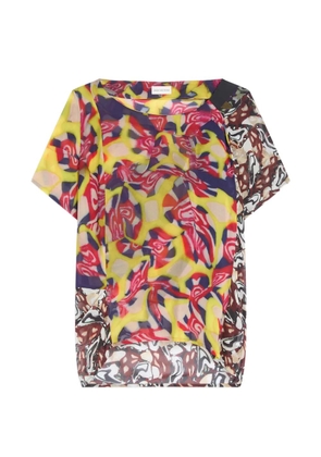 DRIES VAN NOTEN abstract-print draped top - Yellow