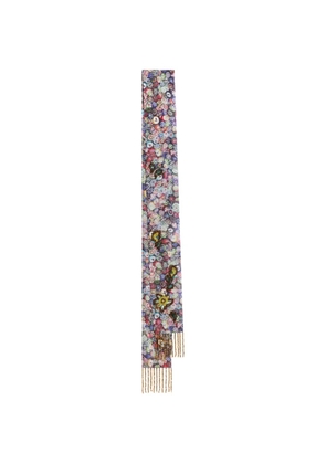 DRIES VAN NOTEN embroidered viscose scarf - Blue