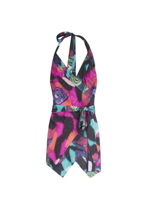 DRIES VAN NOTEN halterneck moiré top - Black
