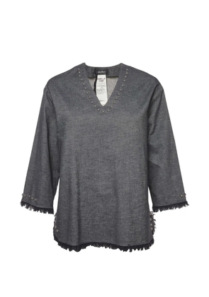 Max Mara stud-embellished fringed-edge blouse - Blue