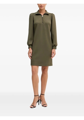 Joseph Ribkoff quarter-zip puff-sleeve mini dress - Green
