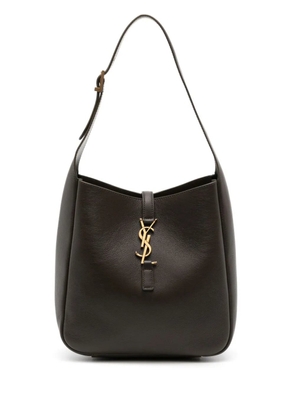 Saint Laurent Le 5 à 7 monogram-plaque shoulder bag - Brown