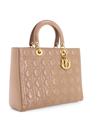 Christian Dior Pre-Owned Vintage Lady Dior Bag Cannage Quilt Patent Large satchel - Neutrals