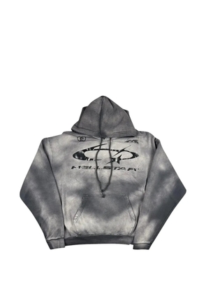HELLSTAR logo-print acid-wash hoodie - Grey
