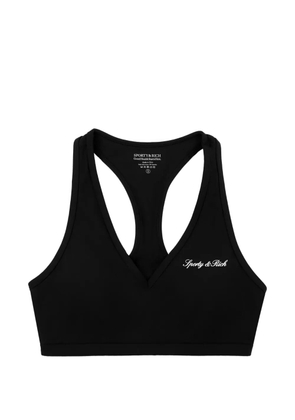 Sporty & Rich logo-print V-neck sports bra - Black