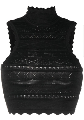 Elisabetta Franchi logo patterned-knit halterneck top - Black
