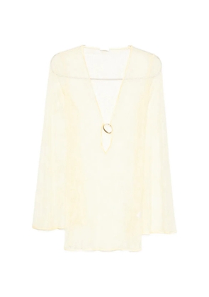 Oséree lace long-sleeve mini beach dress - Yellow