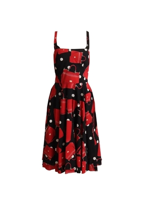Dolce & Gabbana handbag-print polka-dot midi dress - Black