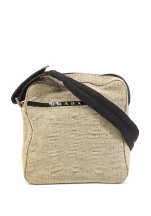 Prada Pre-Owned logo-patch canvas shoulder bag - Neutrals